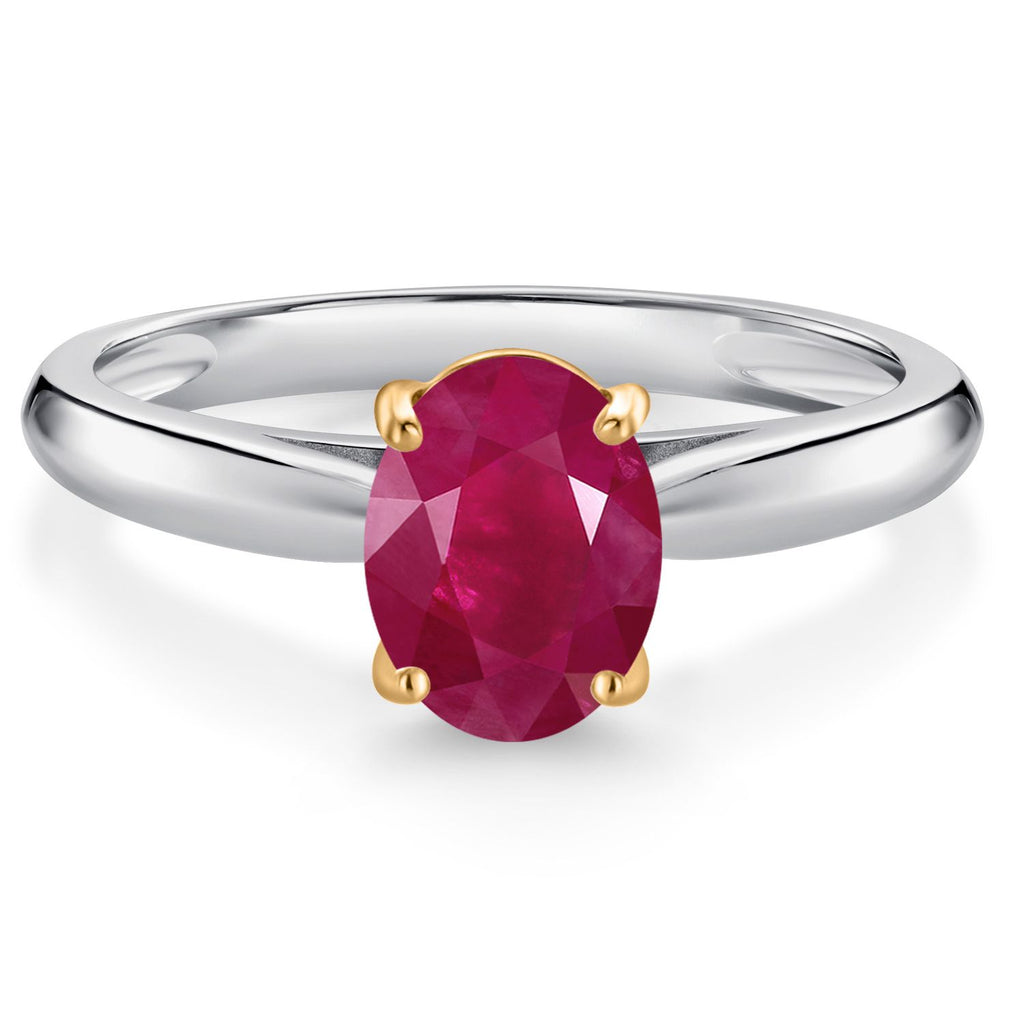 Ruby - July_9_Ring in 925 Sterling Silver and 10K Yellow Gold