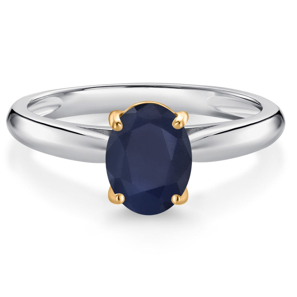 Sapphire - September_7_Ring in 925 Sterling Silver and 10K Yellow Gold