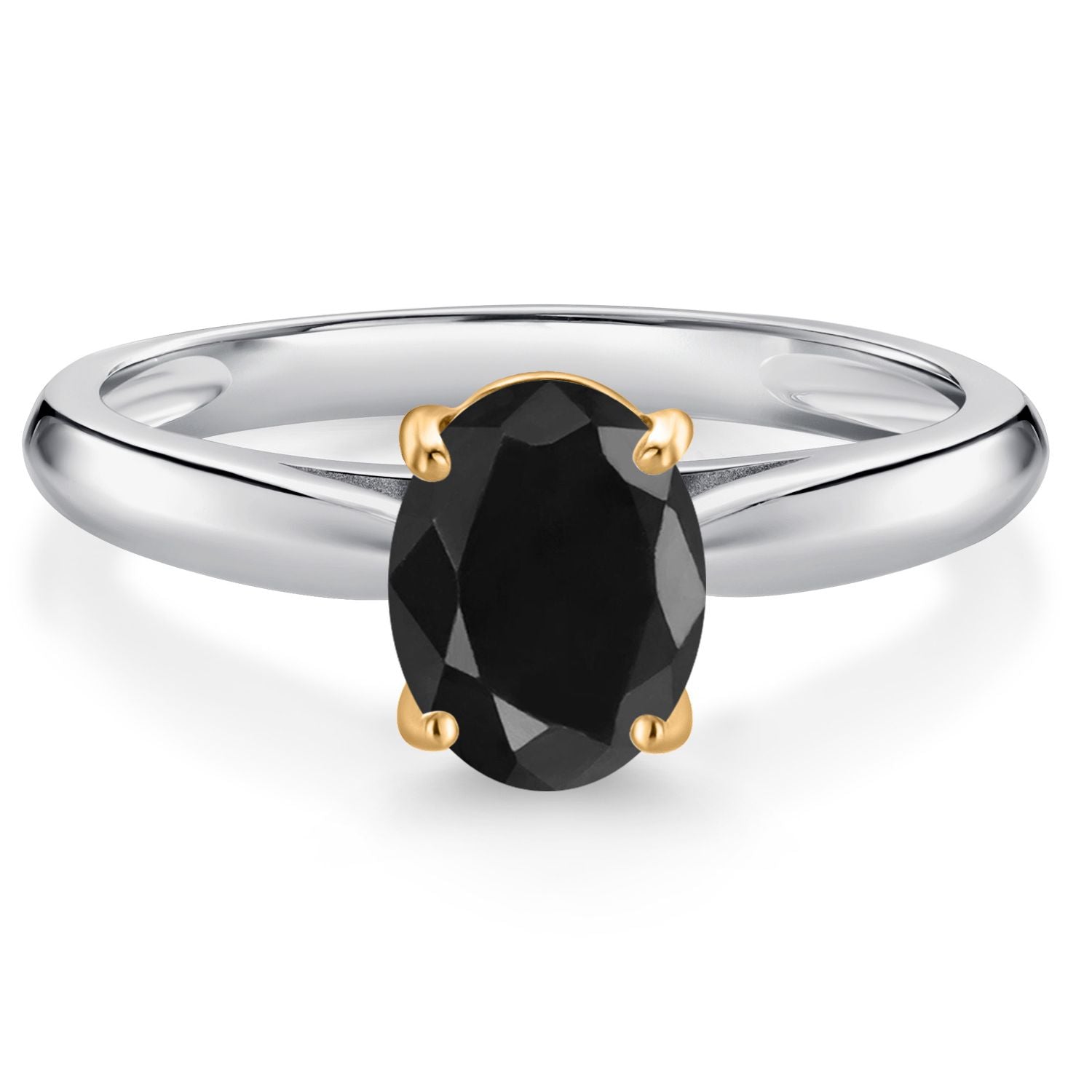 Black Sapphire - September_6_Ring in 925 Sterling Silver and 10K Yellow Gold