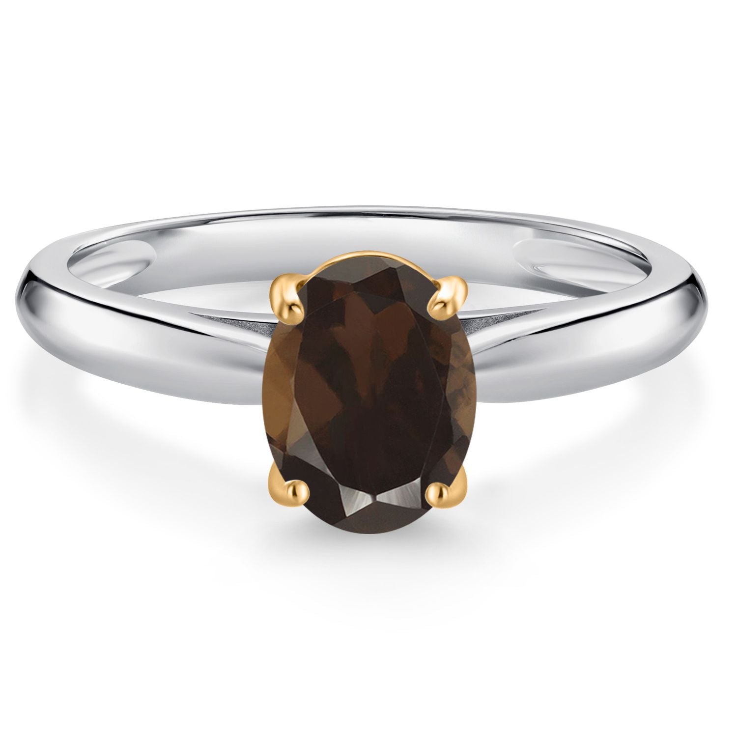 Smoky Quartz_7_Ring in 925 Sterling Silver and 10K Yellow Gold
