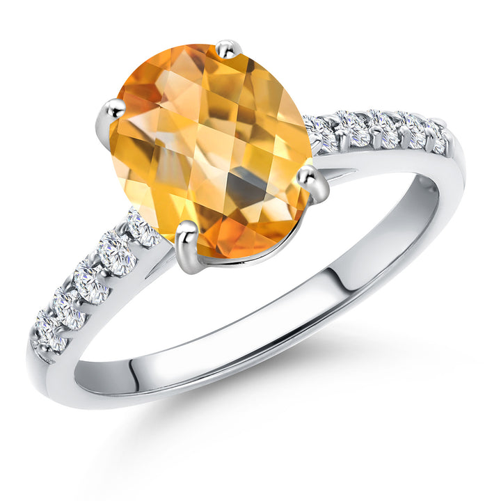 Citrine-Checkerboard - November_5_Ring in 10K White Gold