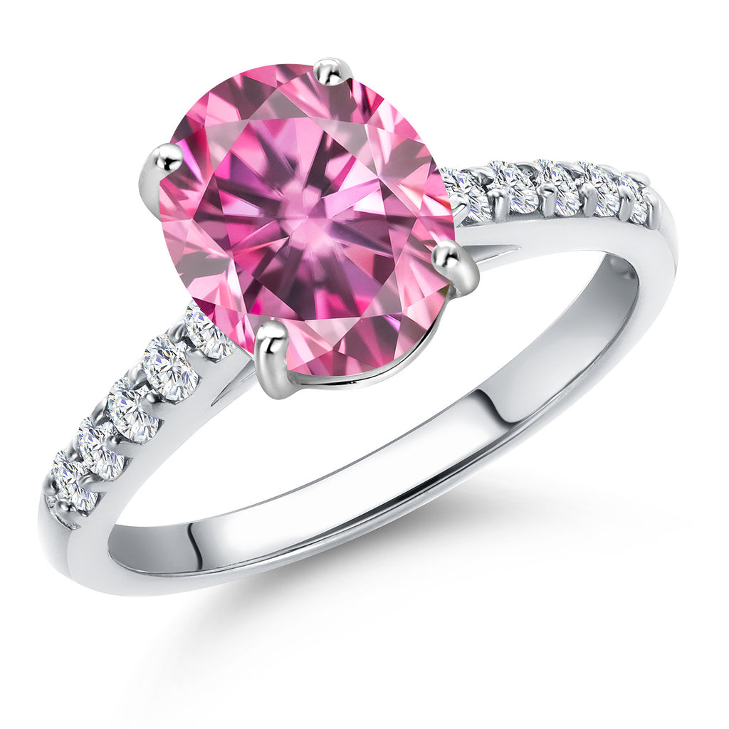 Pink Moissanite - April_8_Ring in 10K White Gold