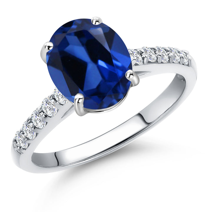 Blue Created Sapphire - September_5_Ring in 10K White Gold