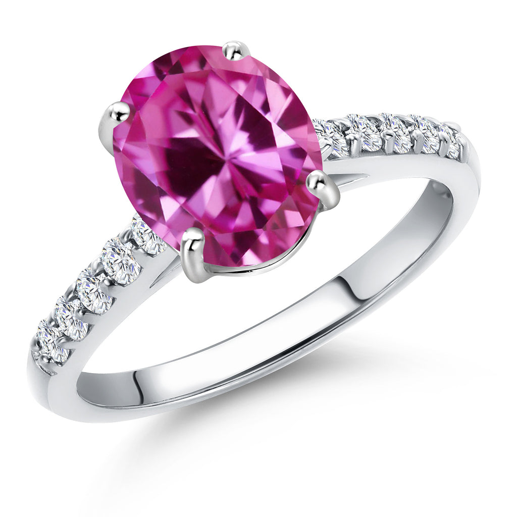 Pink Created Sapphire - September_7_Ring in 10K White Gold