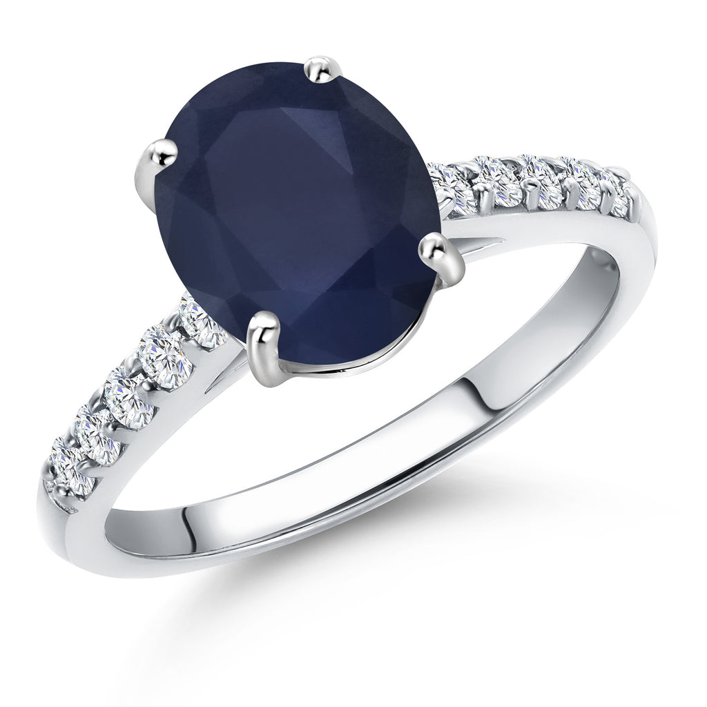 Blue Sapphire - September_9_Ring in 10K White Gold