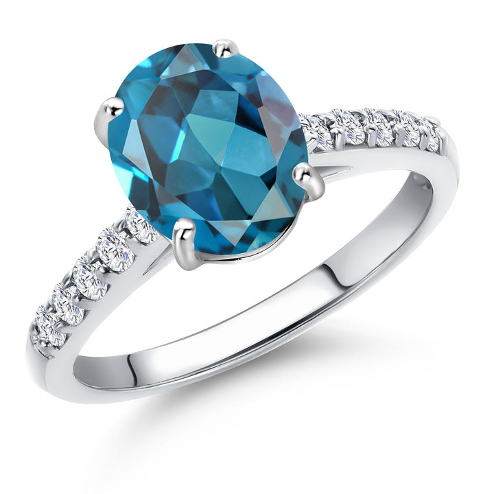 London Blue Topaz - November_5_Ring in 10K White Gold