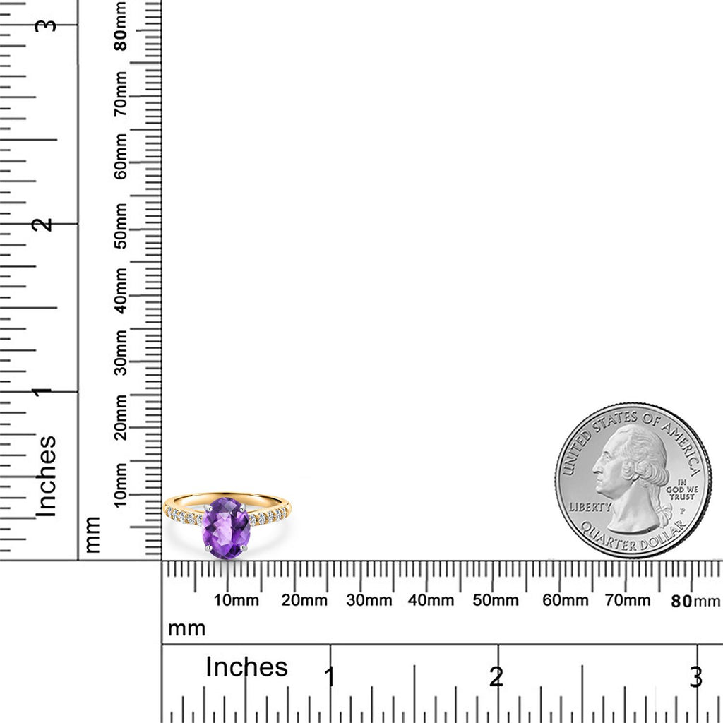 Amethyst and Lab Grown Diamond_5_Ring in 10K Two Tone Gold