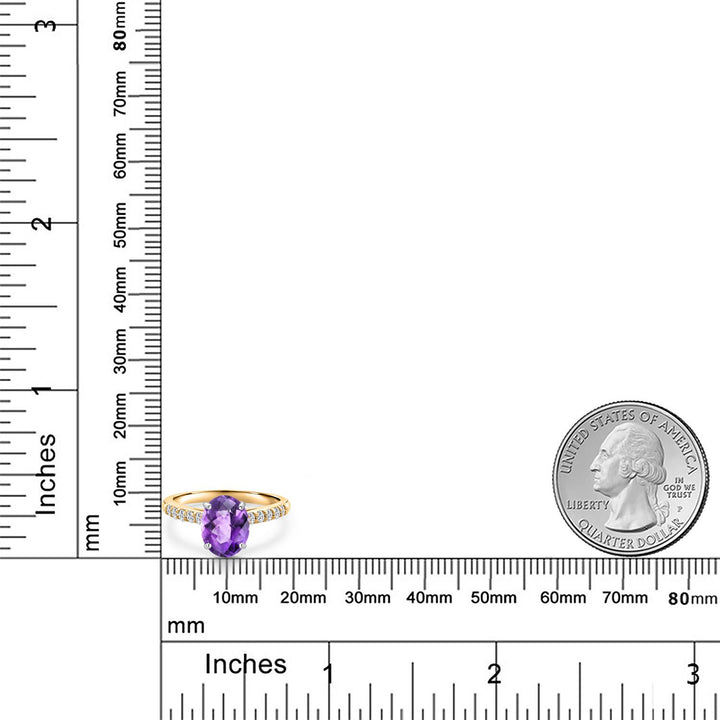 Amethyst and Lab Grown Diamond_5_Ring in 10K Two Tone Gold