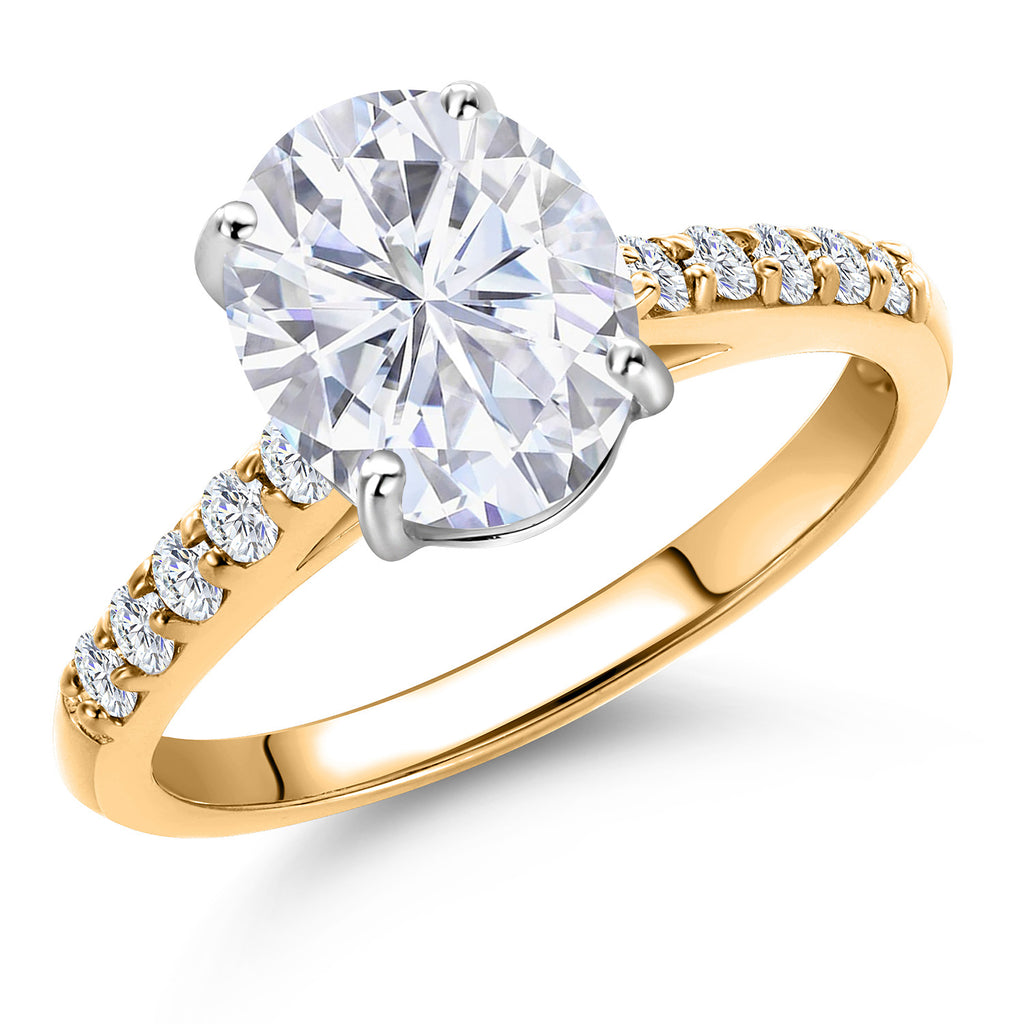White Moissanite - April_8_Ring in 10K Two Tone Gold