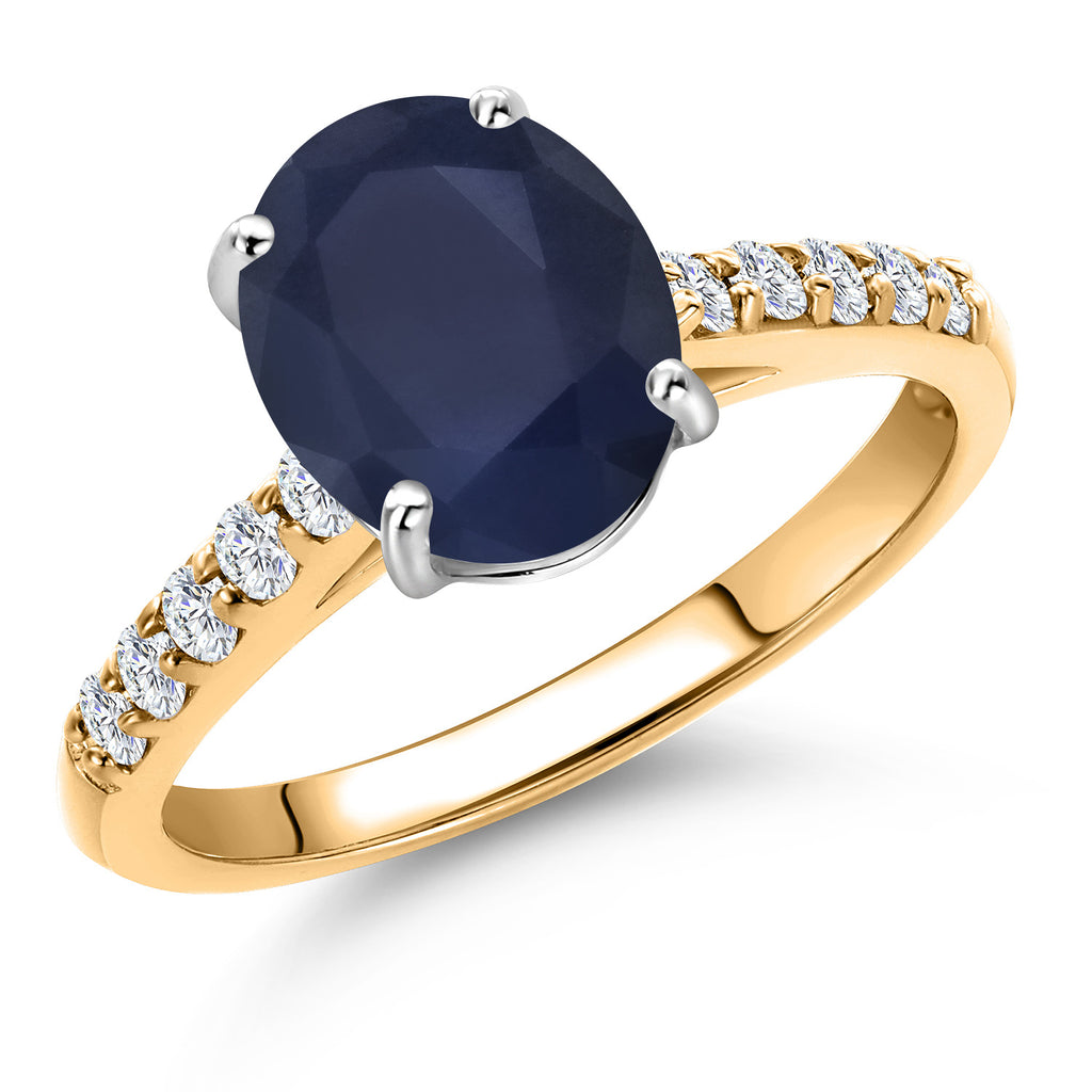 Blue Sapphire - September_8_Ring in 10K Two Tone Gold