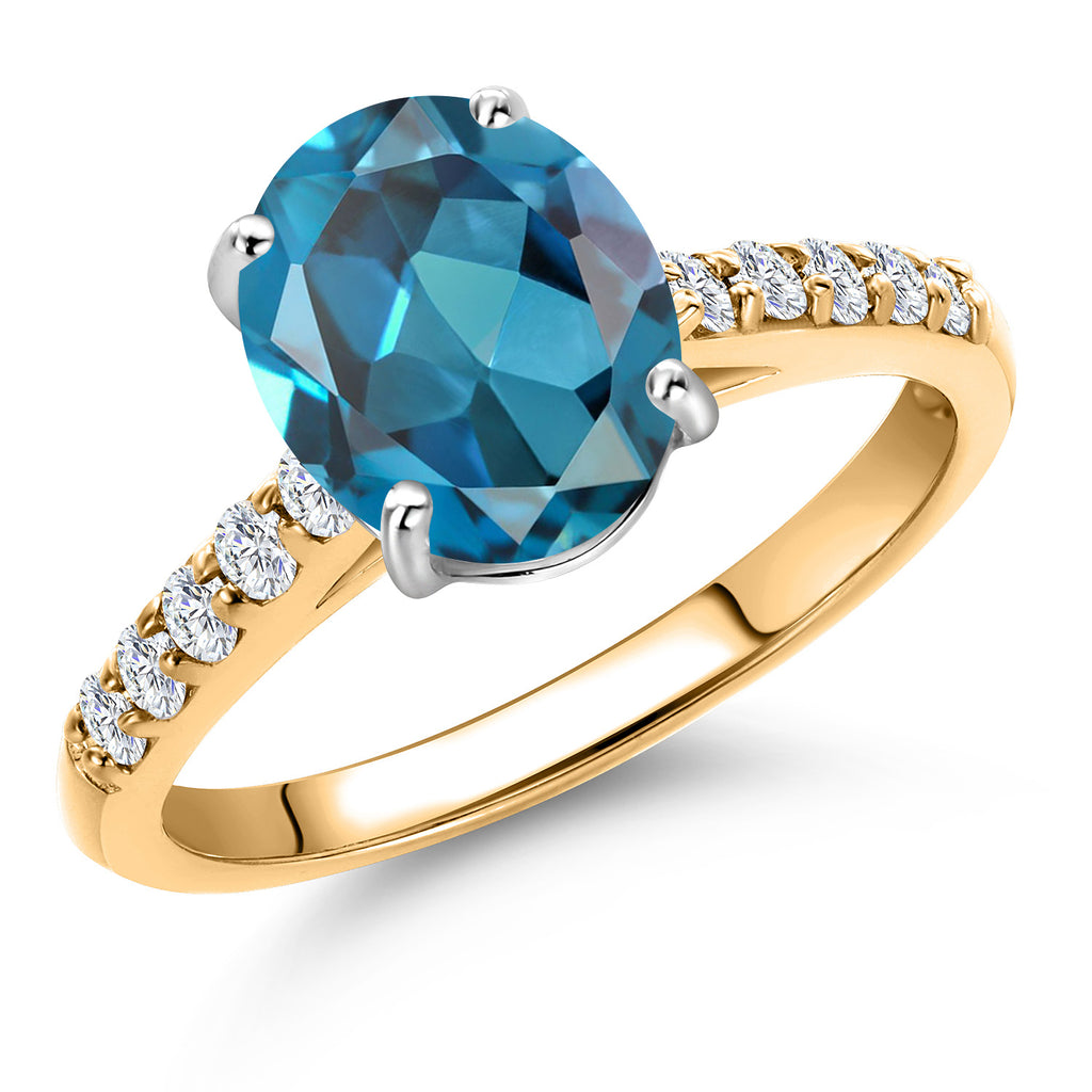 London Blue Topaz - November_8_Ring in 10K Two Tone Gold
