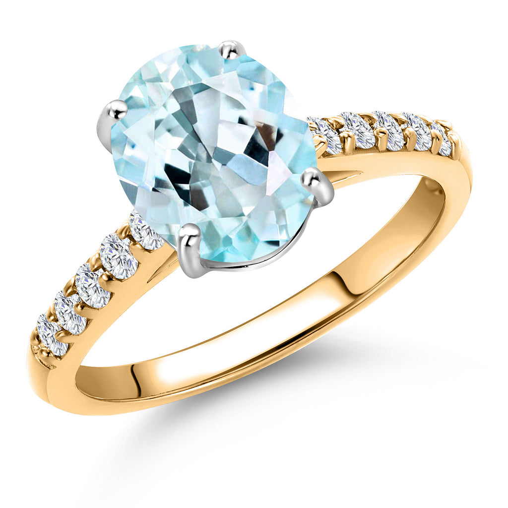 Sky Blue Topaz - November_8_Ring in 10K Two Tone Gold