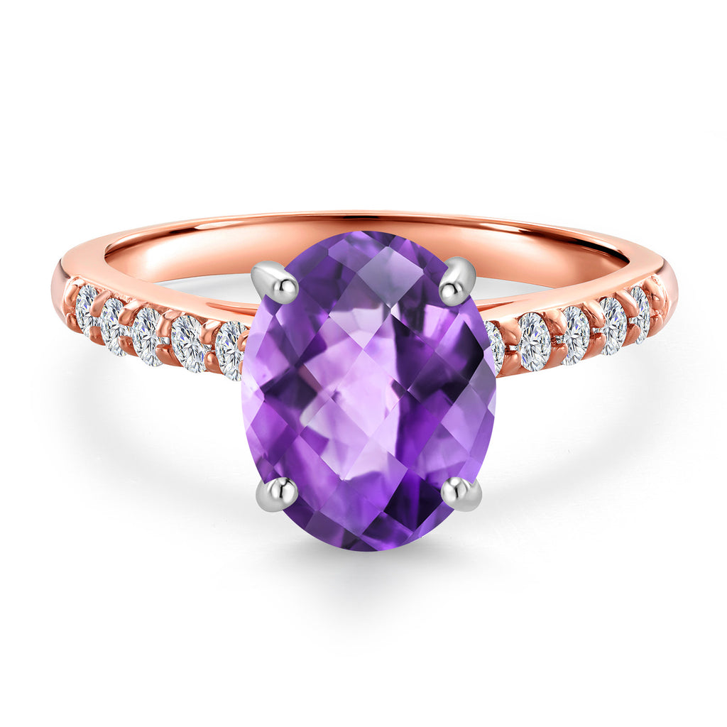 Amethyst and Lab Grown Diamond_5_Ring in 10K Two Tone Gold