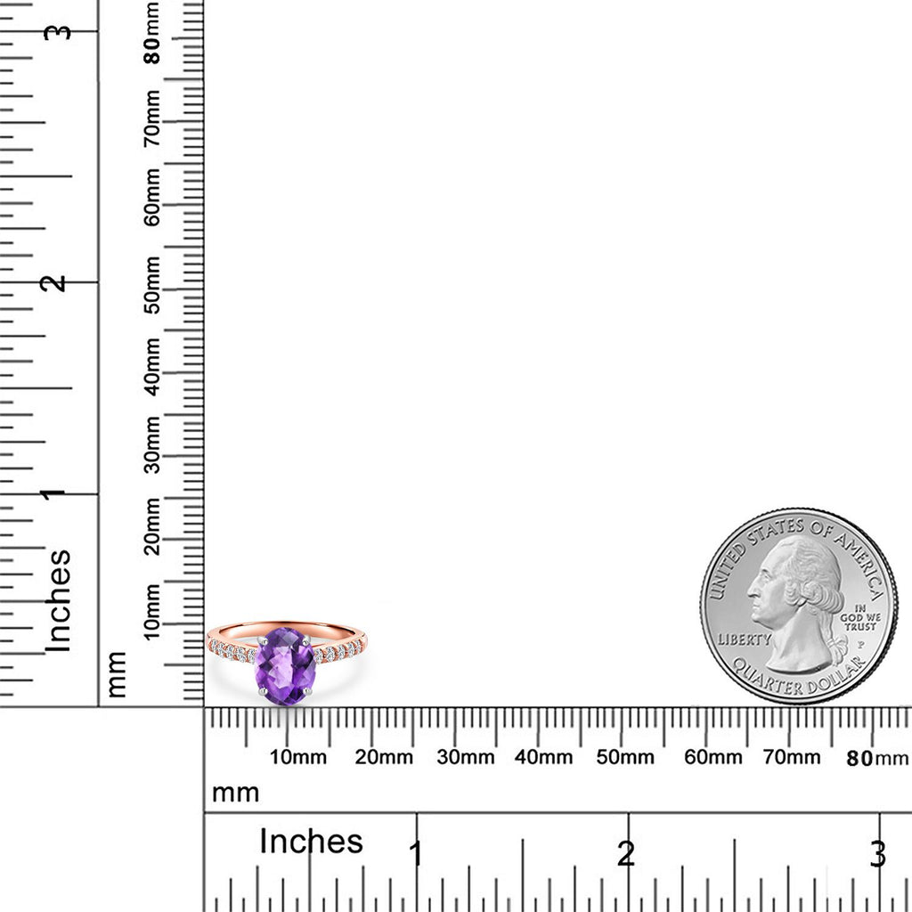 Amethyst and Lab Grown Diamond_5_Ring in 10K Two Tone Gold