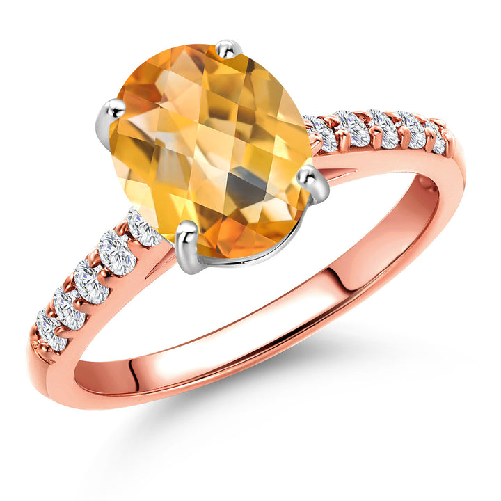Citrine-Checkerboard - November_5_Ring in 10K Two Tone Gold