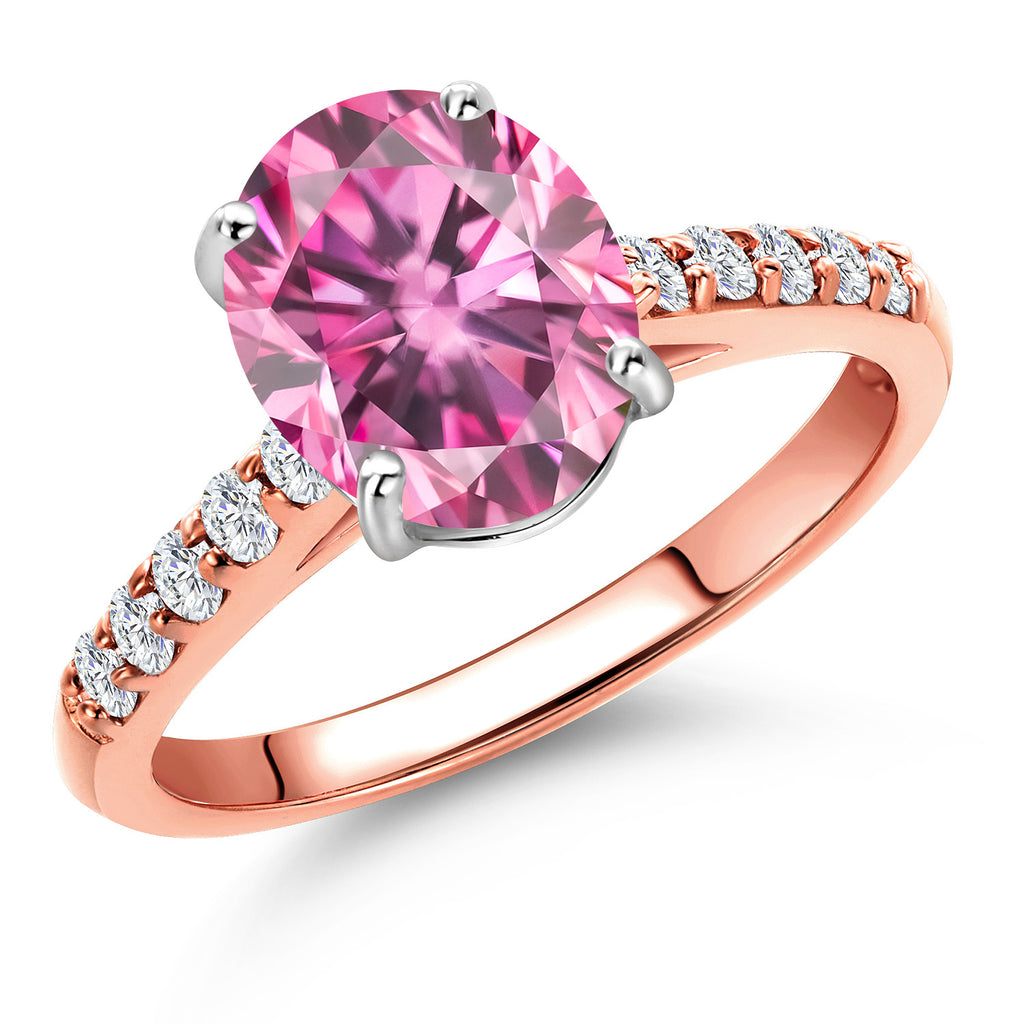 Pink Moissanite - April_8_Ring in 10K Two Tone Gold