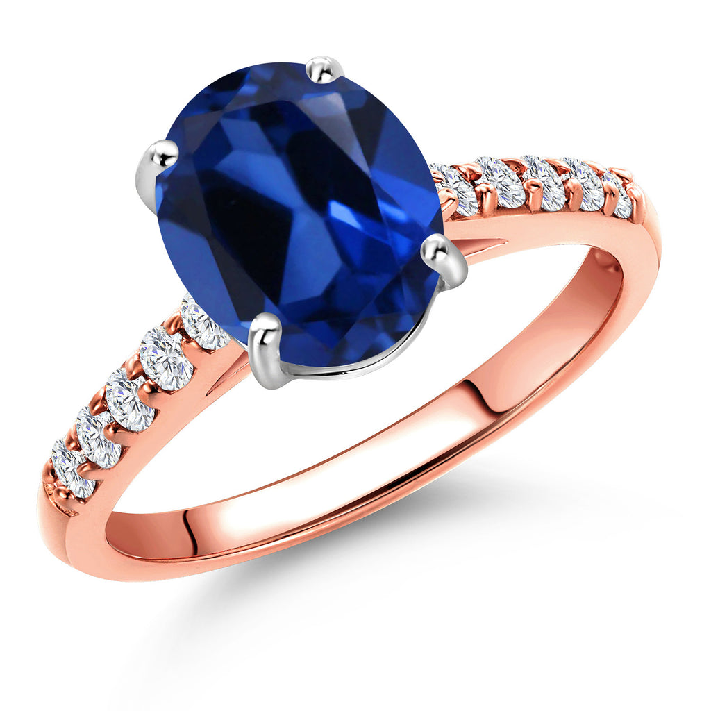 Blue Created Sapphire - September_9_Ring in 10K Two Tone Gold