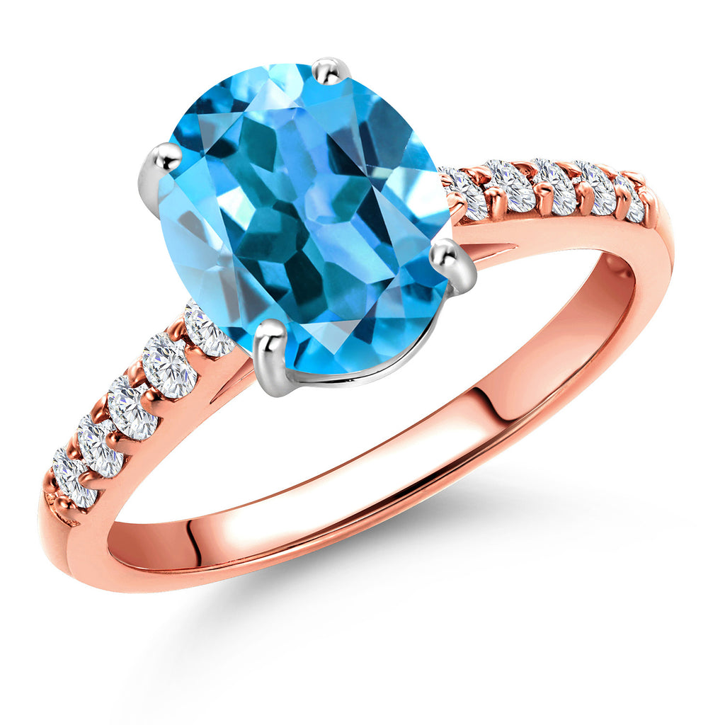 Swiss Blue Topaz - November_9_Ring in 10K Two Tone Gold