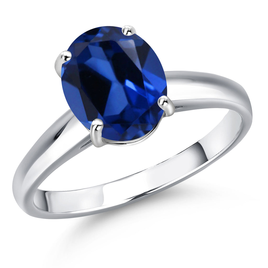 Blue Created Sapphire - September_7_Ring in 10K White Gold
