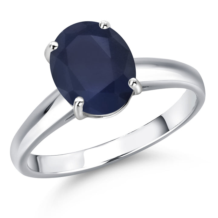 Blue Sapphire - September_5_Ring in 10K White Gold