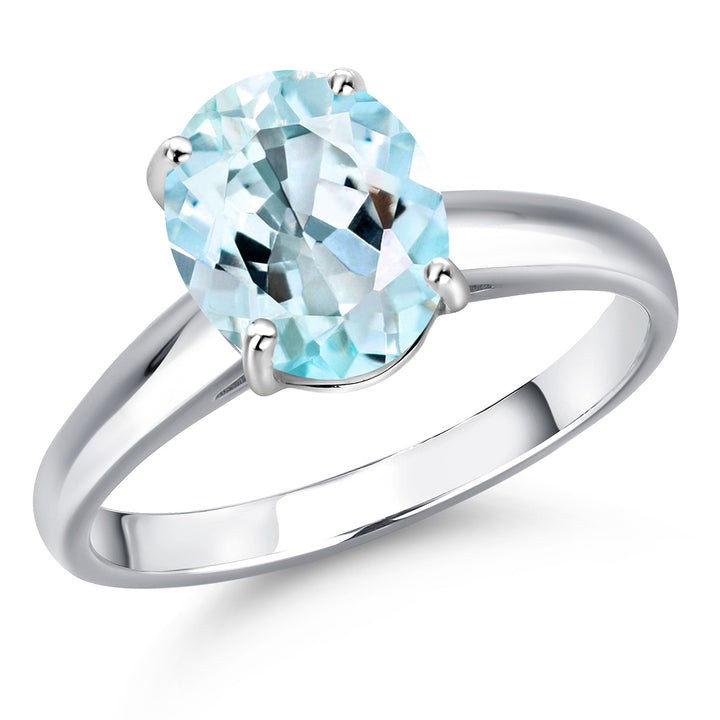 Sky Blue Topaz - November_5_Ring in 10K White Gold