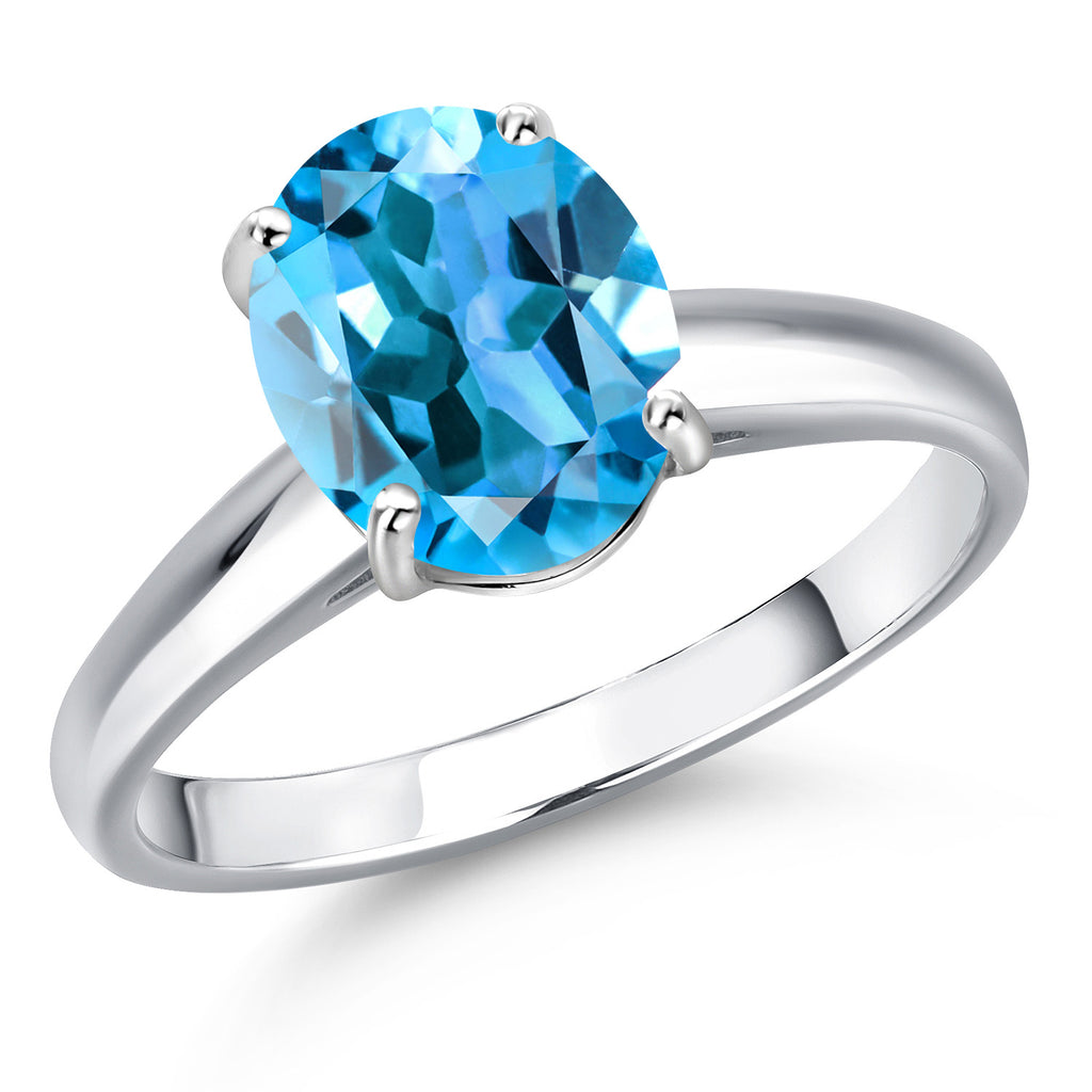 Swiss Blue Topaz - November_6_Ring in 10K White Gold