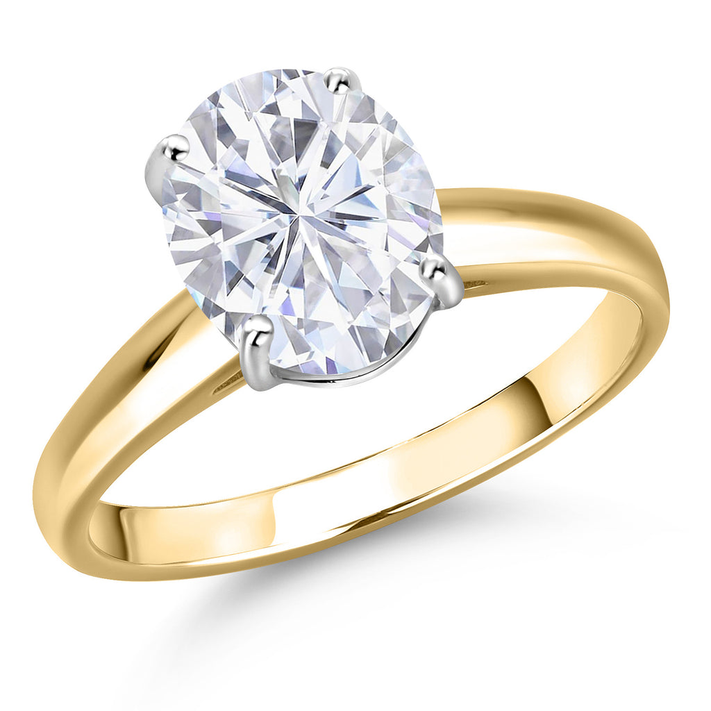 White Moissanite - April_8_Ring in 10K Two Tone Gold