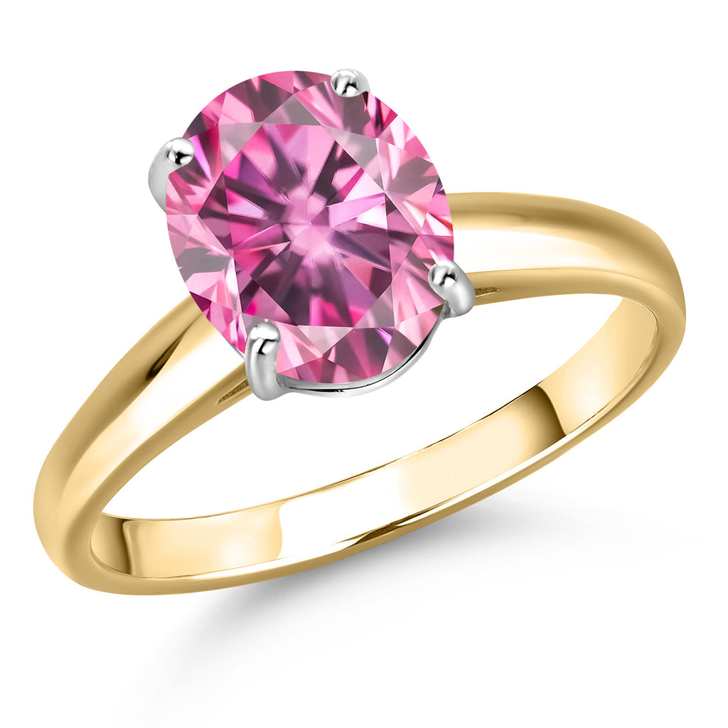 Pink Moissanite - April_8_Ring in 10K Two Tone Gold