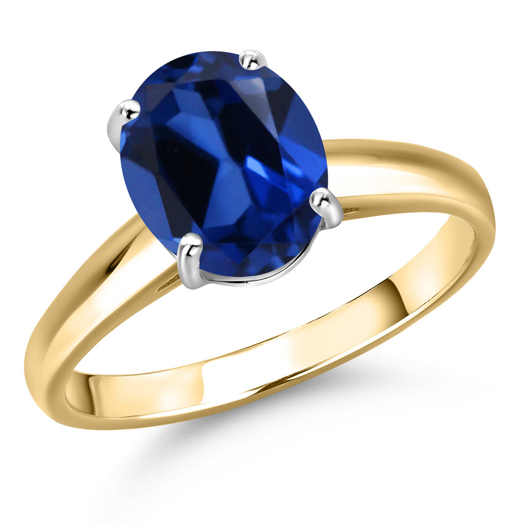 Blue Created Sapphire - September_6_Ring in 10K Two Tone Gold
