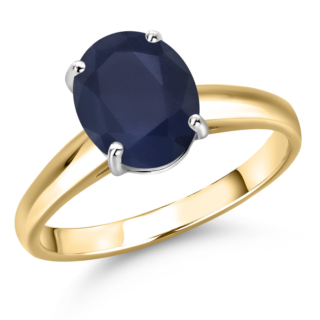 Blue Sapphire - September_8_Ring in 10K Two Tone Gold