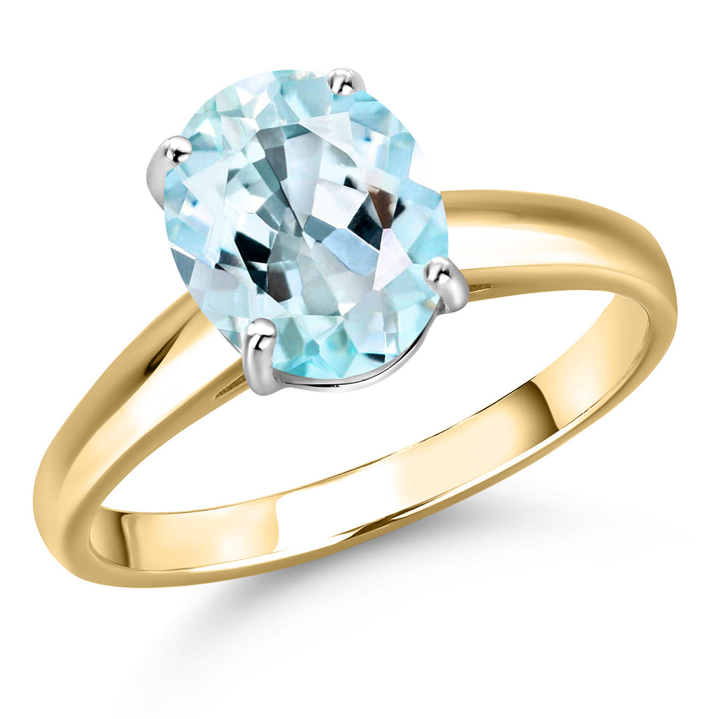 Sky Blue Topaz - November_7_Ring in 10K Two Tone Gold