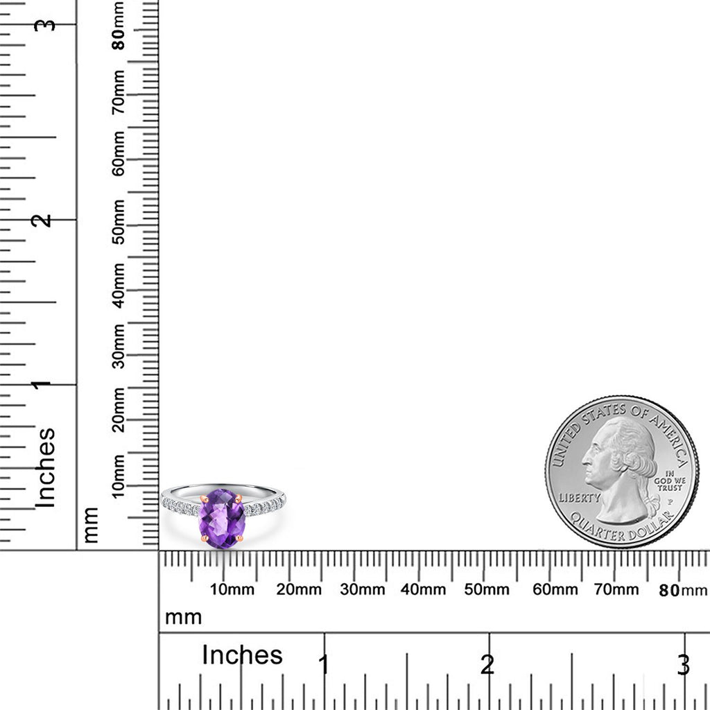 Amethyst and Lab Grown Diamond_5_Ring in 10K Two Tone Gold