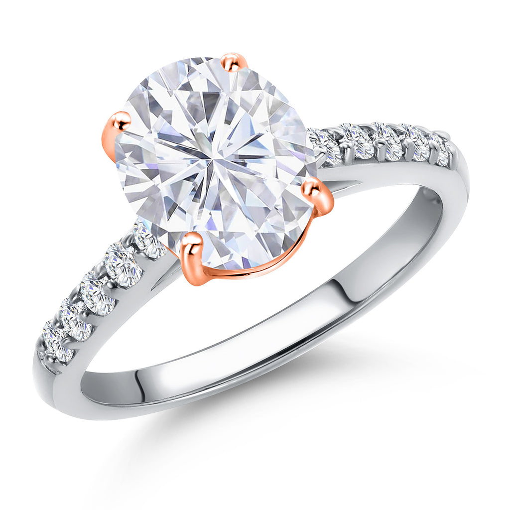White Moissanite - April_9_Ring in 10K Two Tone Gold