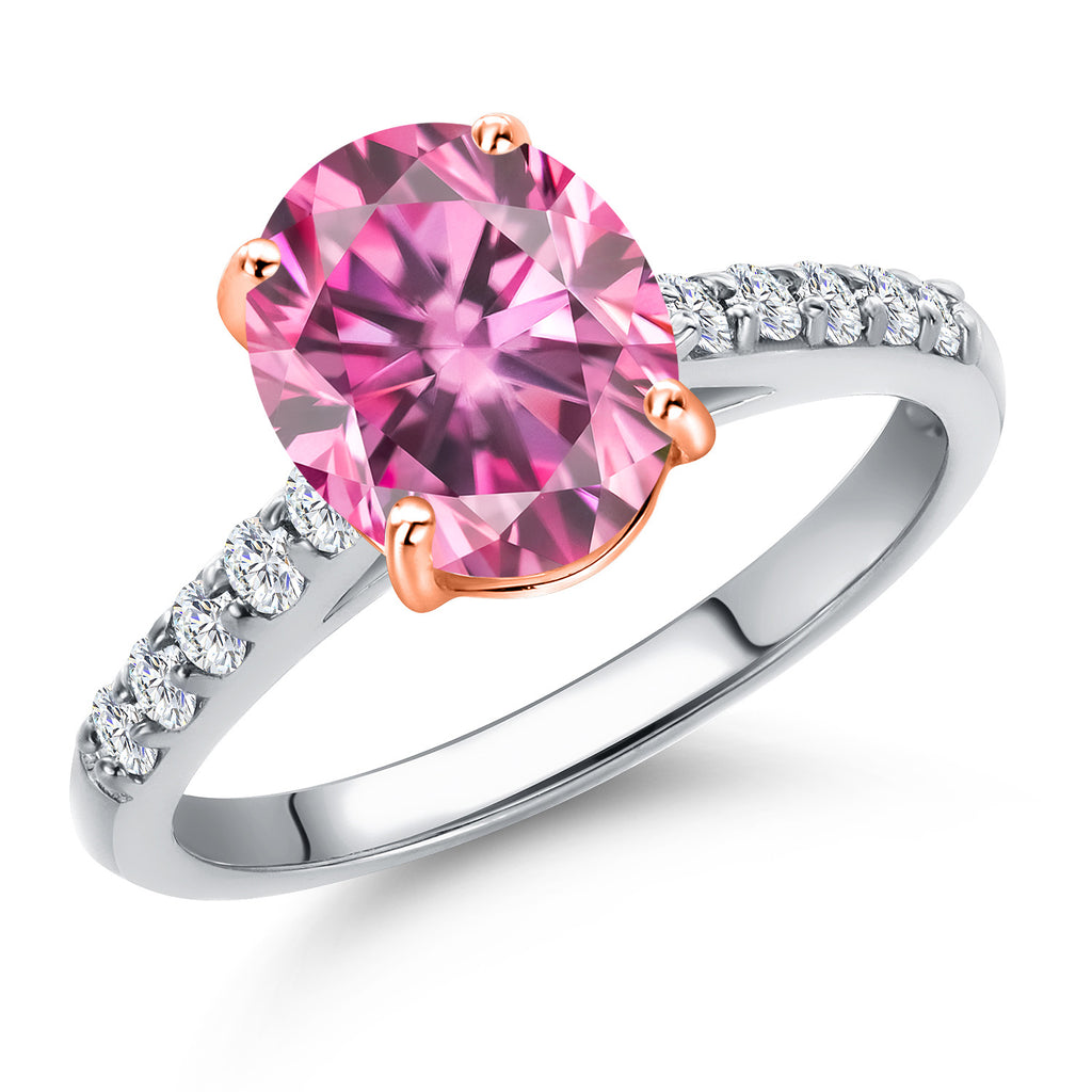 Pink Moissanite - April_9_Ring in 10K Two Tone Gold