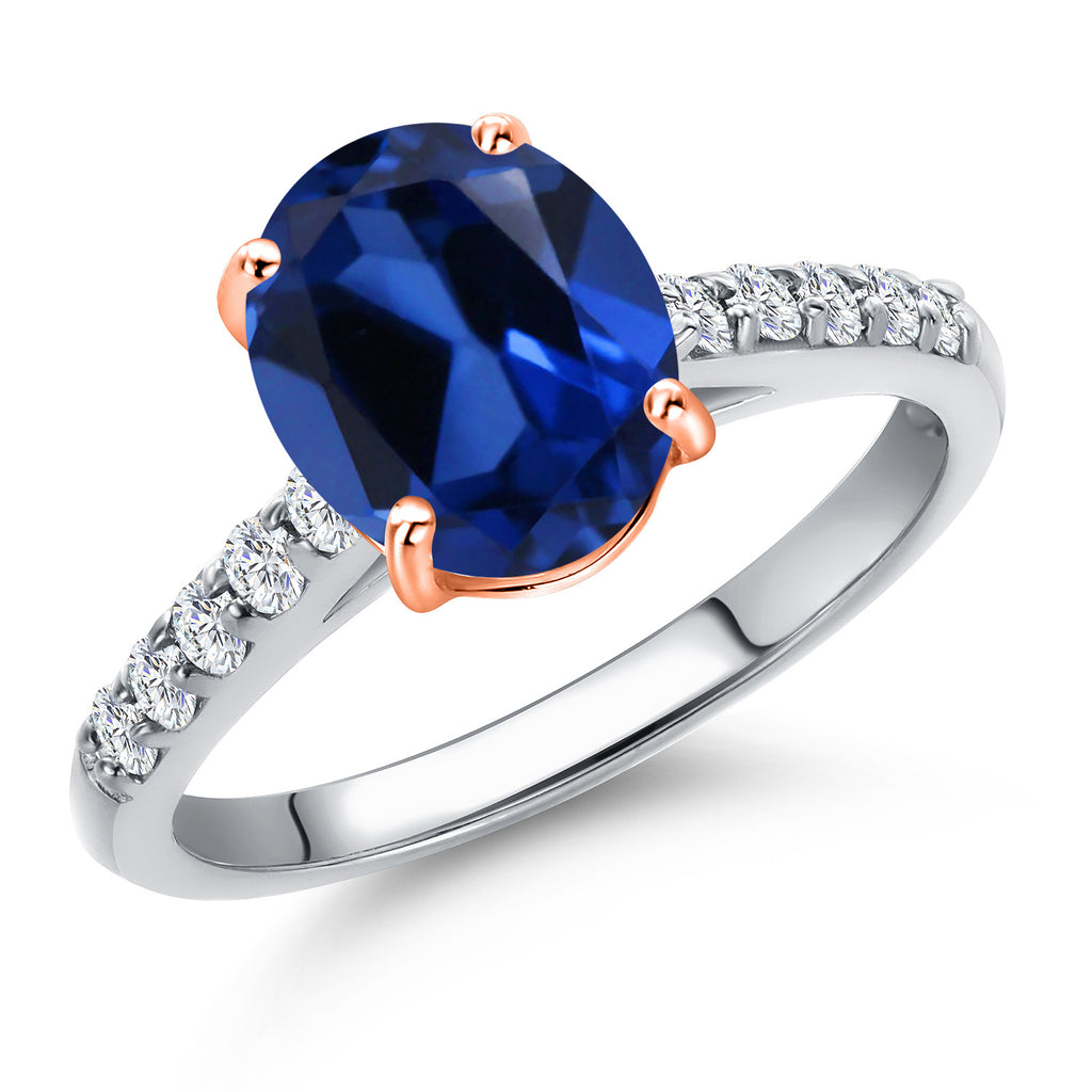 Blue Created Sapphire - September_9_Ring in 10K Two Tone Gold