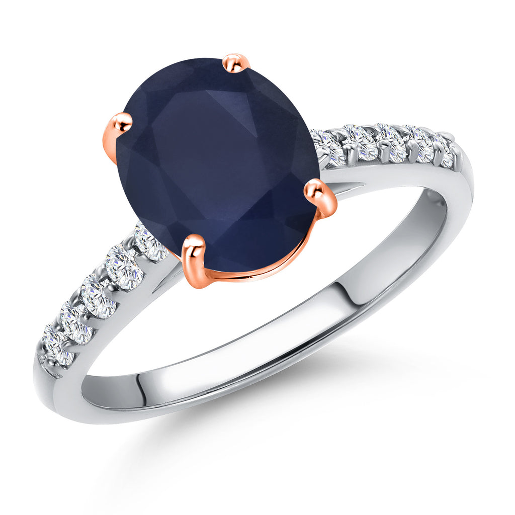 Blue Sapphire - September_9_Ring in 10K Two Tone Gold