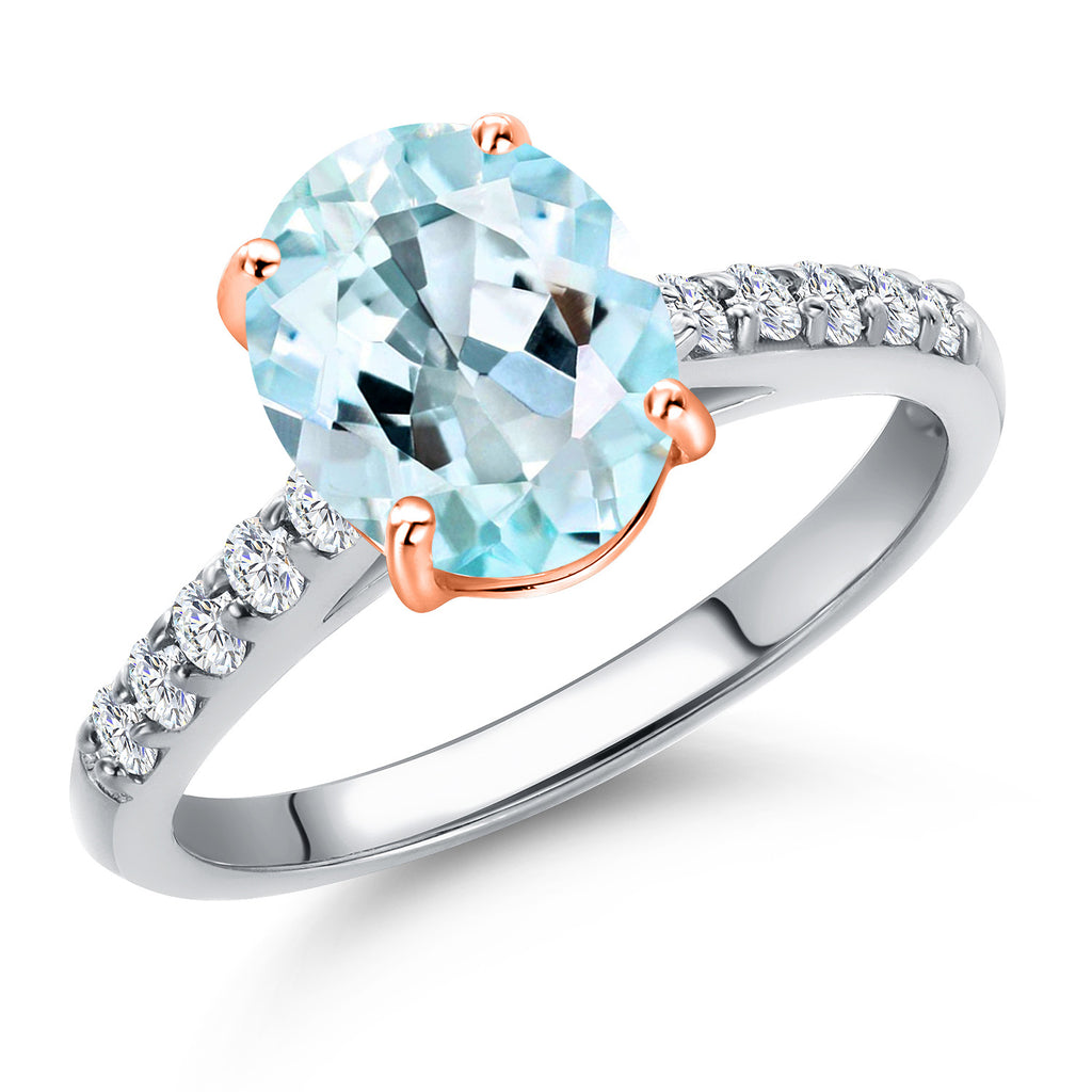 Sky Blue Topaz - November_7_Ring in 10K Two Tone Gold