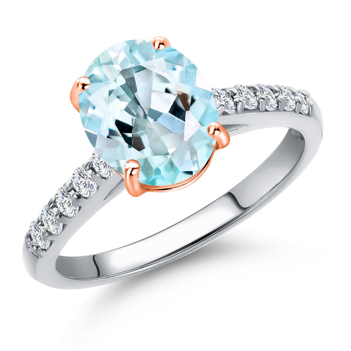 Sky Blue Topaz - November_7_Ring in 10K Two Tone Gold
