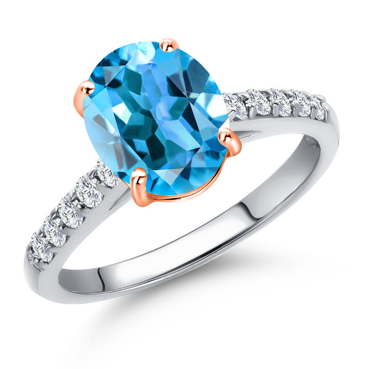 Swiss Blue Topaz - November_5_Ring in 10K Two Tone Gold