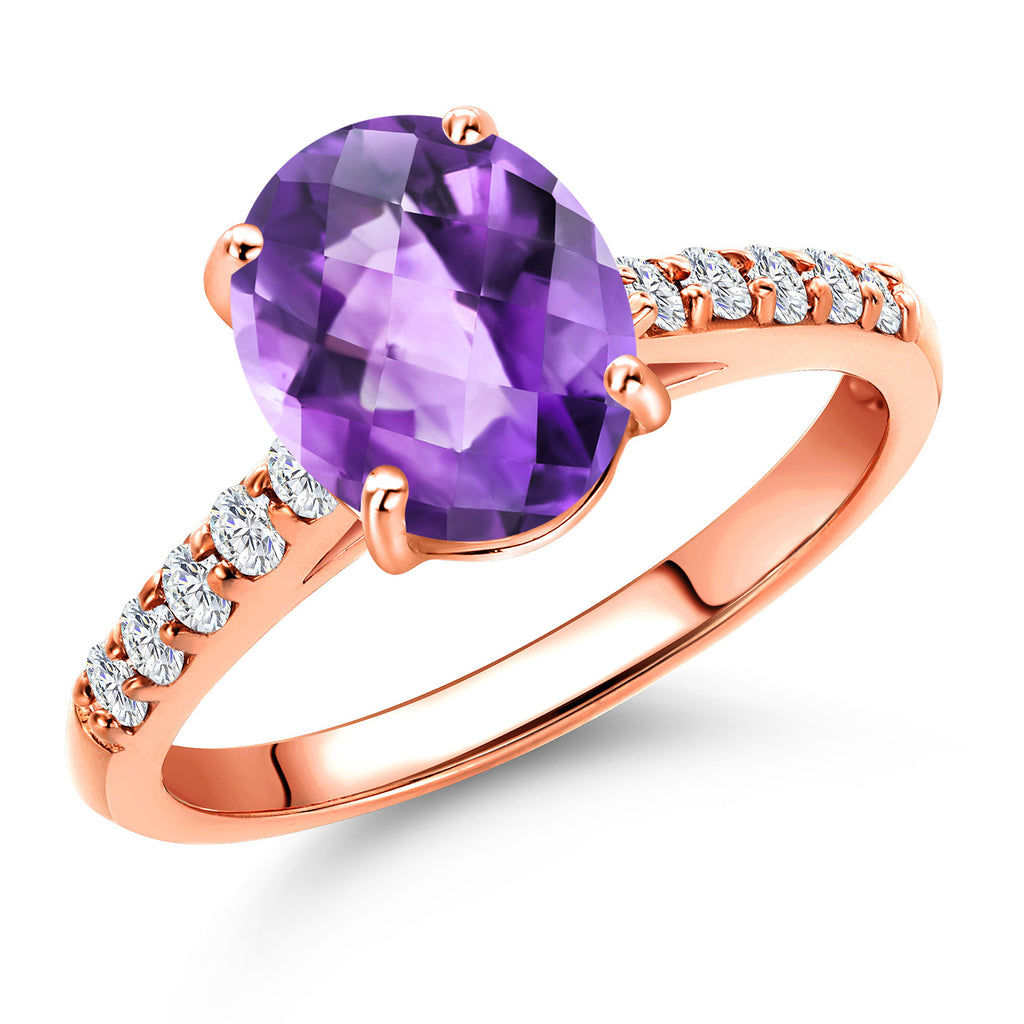 Amethyst-Checkerboard - February_6_Ring in 10K Rose Gold