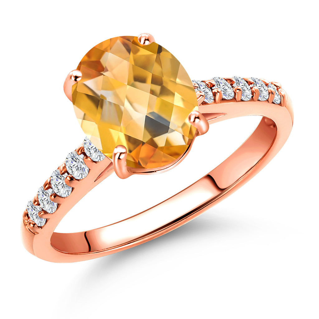 Citrine-Checkerboard - November_6_Ring in 10K Rose Gold