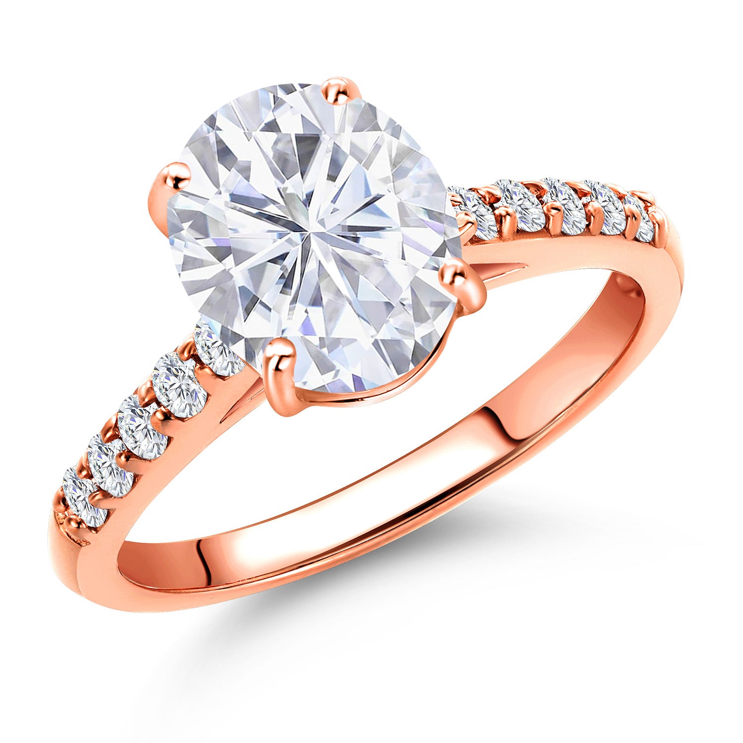 White Moissanite - April_Ring in 10K Rose Gold