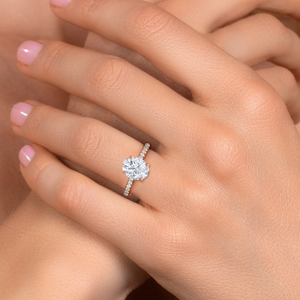 White Moissanite - April_Ring in 10K Rose Gold