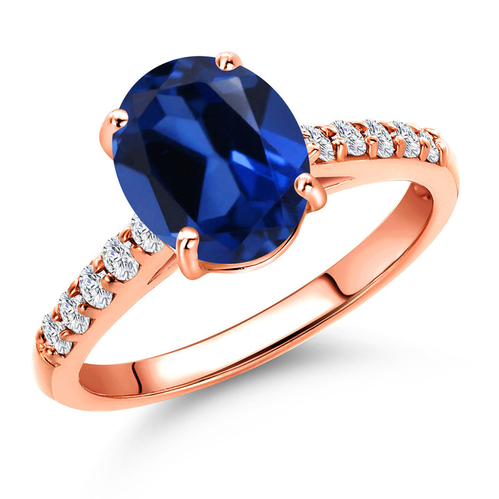 Blue Created Sapphire - September_5_Ring in 10K Rose Gold