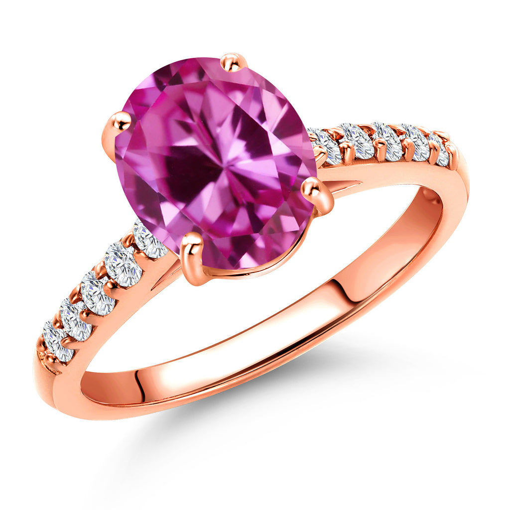 Pink Created Sapphire - September_6_Ring in 10K Rose Gold