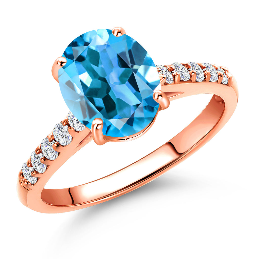 Swiss Blue Topaz - November_6_Ring in 10K Rose Gold