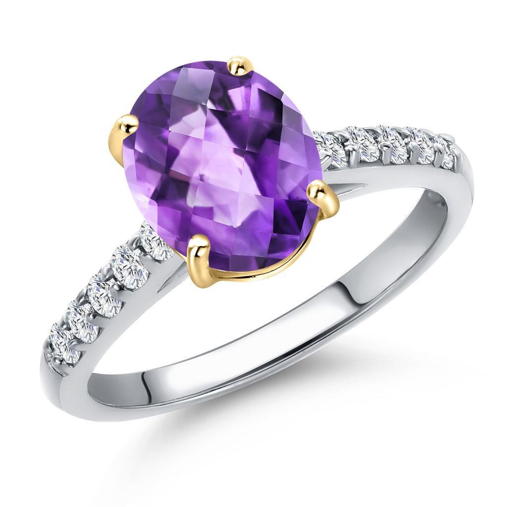 Amethyst-Checkerboard - February_7_Ring in 10K Two Tone Gold
