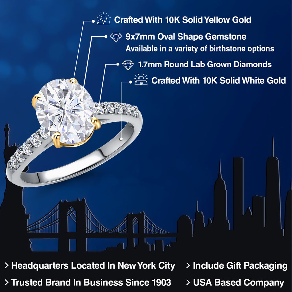 White Moissanite - April_Ring in 10K Two Tone Gold