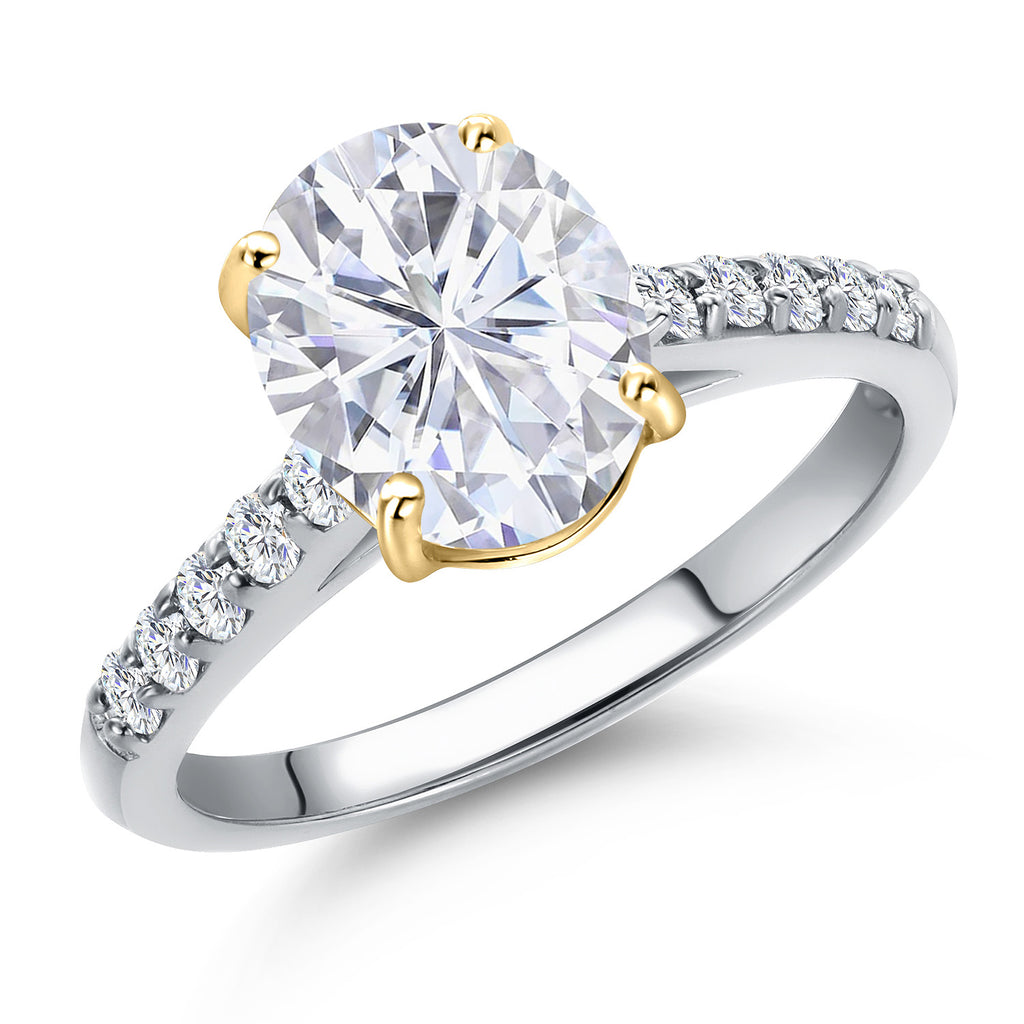 White Moissanite - April_8_Ring in 10K Two Tone Gold