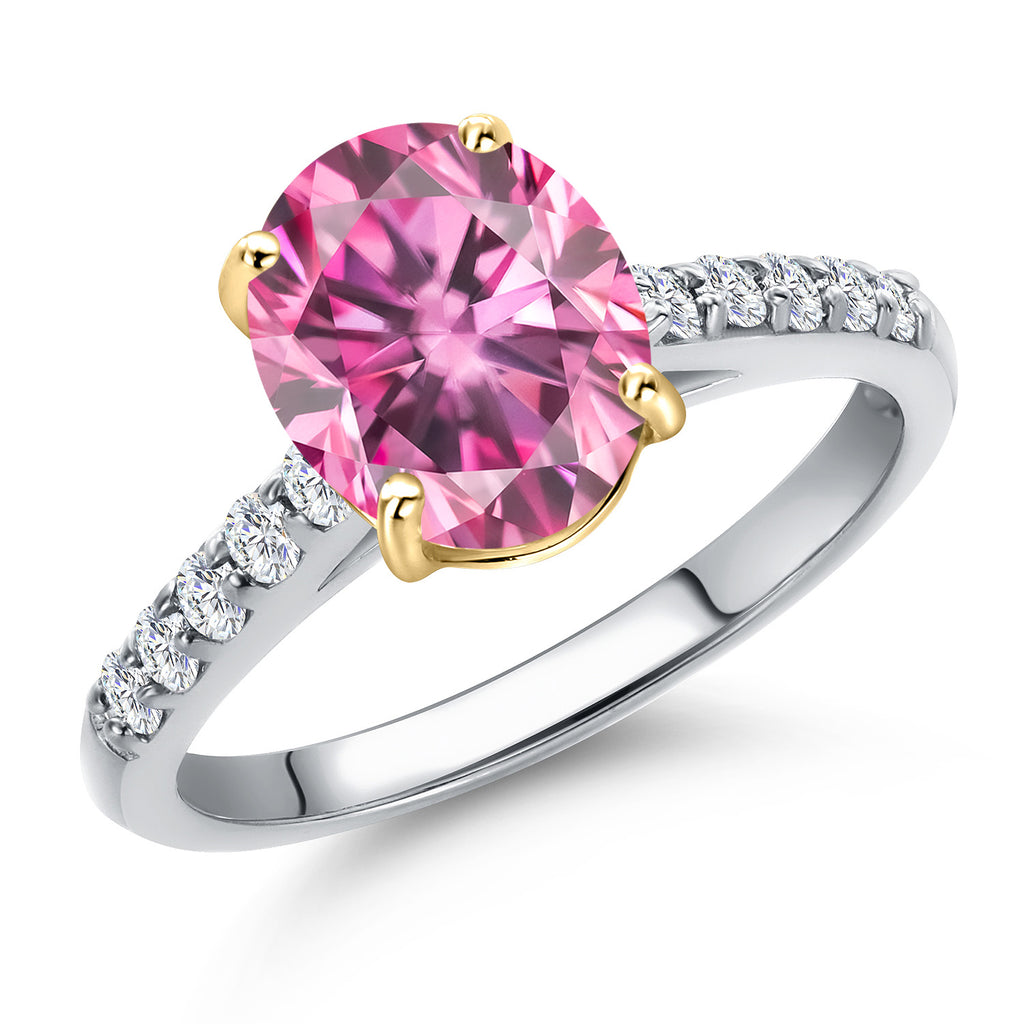 Pink Moissanite - April_8_Ring in 10K Two Tone Gold